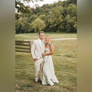 V. Chapman Veronica Corset Ruffle Side-Slit Dress